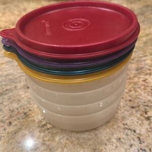 NEW TUPPERWARE - 4 Food Snack/Storage Containers with lids 4.25” diameter